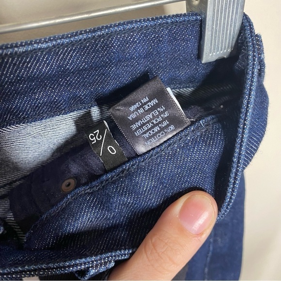 Parker Smith Cropped Mini Flare Jeans in California Dark Wash Blue - Picture 6 of 7